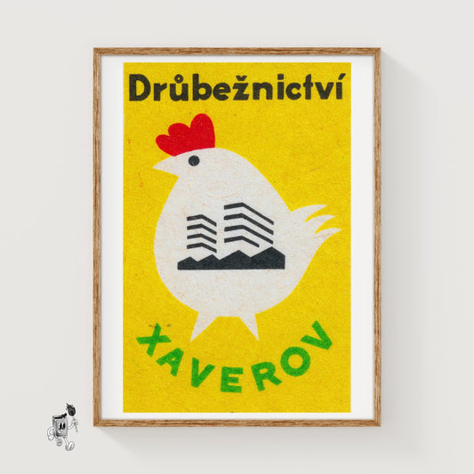 Chicken - vintage matchbox label print