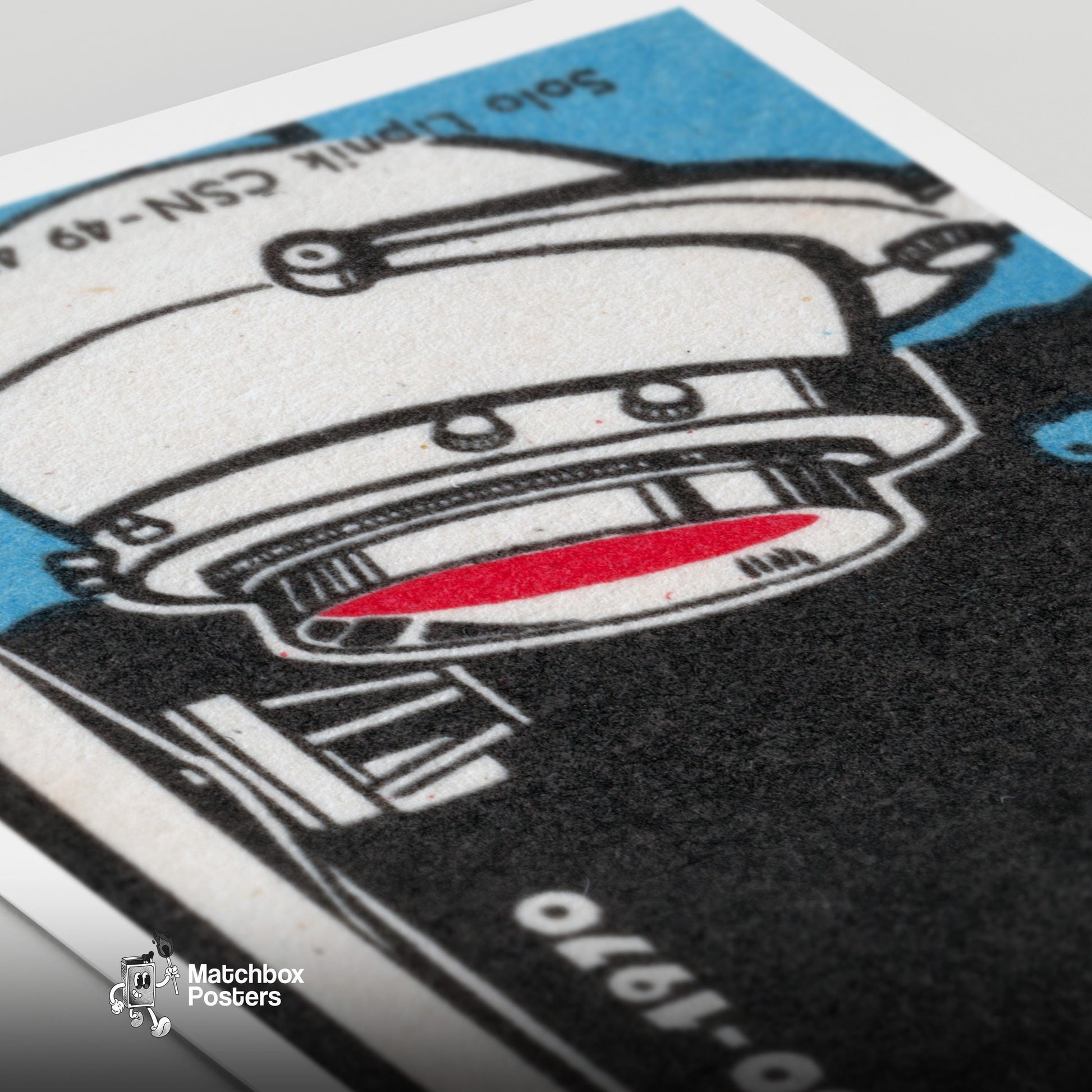 Radio Locator Technology - vintage matchbox label print - close-up detail