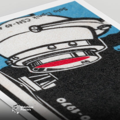 Radio Locator Technology - vintage matchbox label print - close-up detail