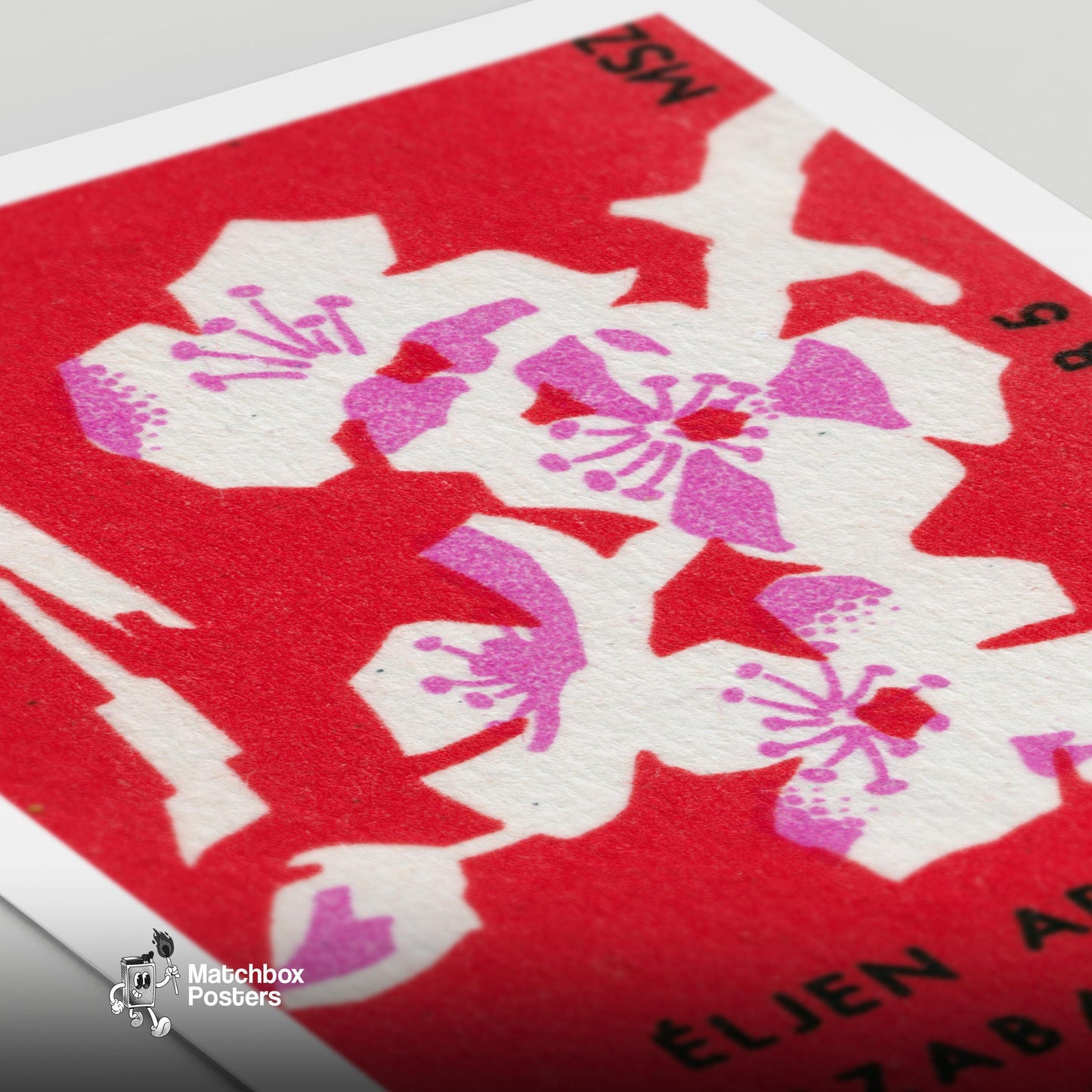 Floral - vintage matchbox label print - close-up detail
