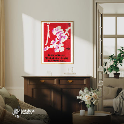 Floral - vintage matchbox label print - living room mockup