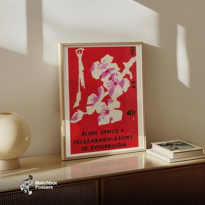 Floral - vintage matchbox label print - size comparison