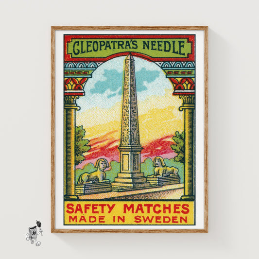 Cleopatra's Needle - vintage matchbox label print