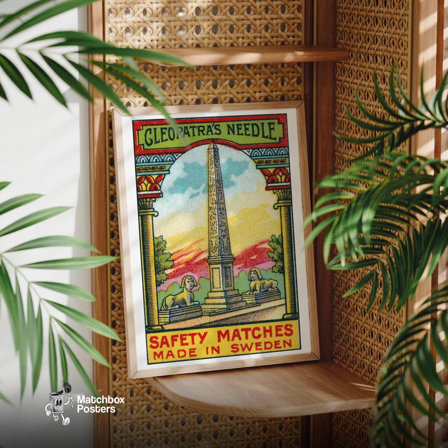 Cleopatra's Needle - vintage matchbox label print - office wall
