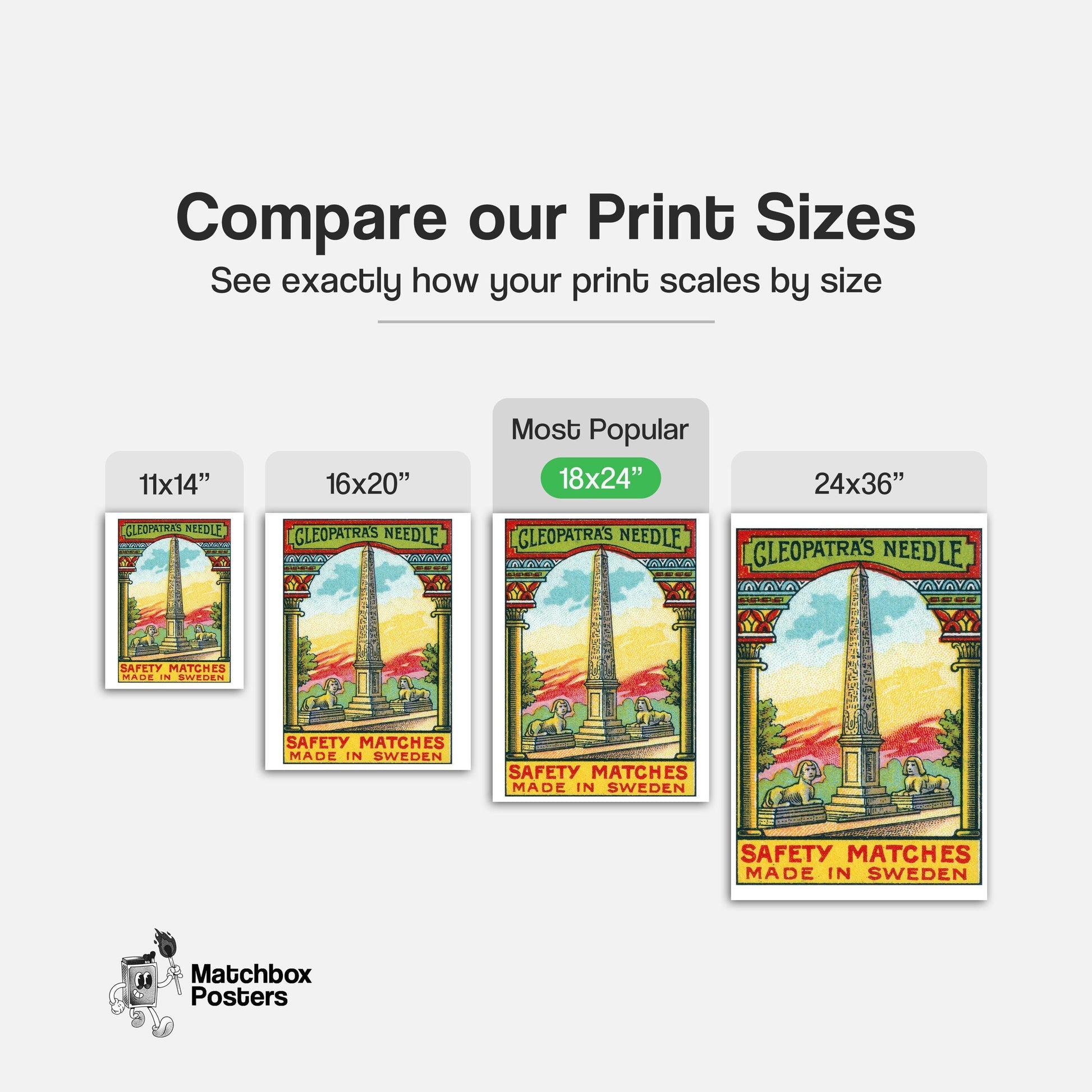 Cleopatra's Needle - vintage matchbox label print - gallery wall preview
