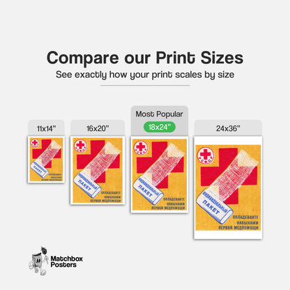 Red Cross - vintage matchbox label print - gallery wall preview