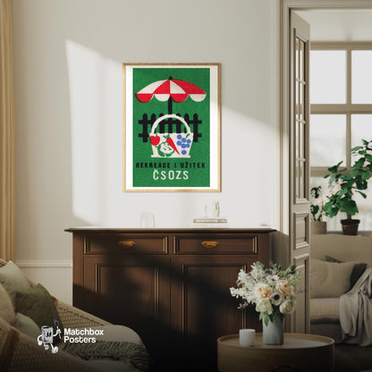 Fruit Basket - vintage matchbox label print - living room mockup