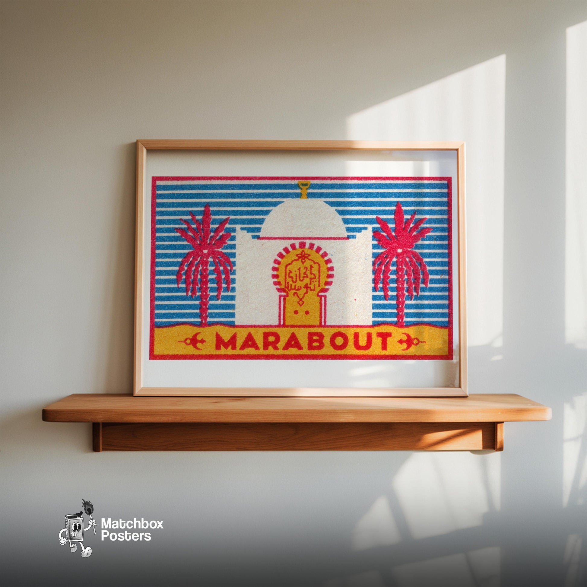 Marabout Temple - vintage matchbox label print - size comparison