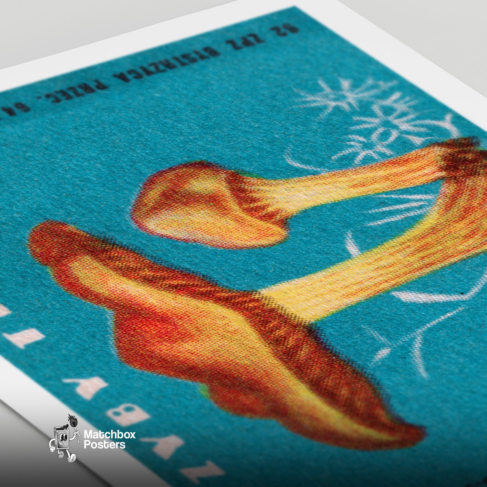 Mushroom - vintage matchbox label print - close-up detail