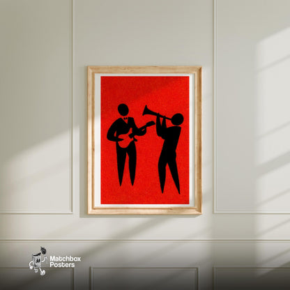 Jazz Musicians - vintage matchbox label print - bedroom mockup