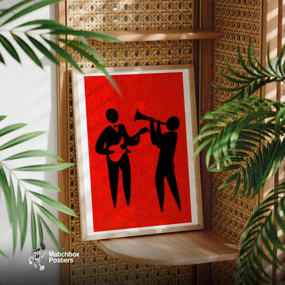 Jazz Musicians - vintage matchbox label print - office wall