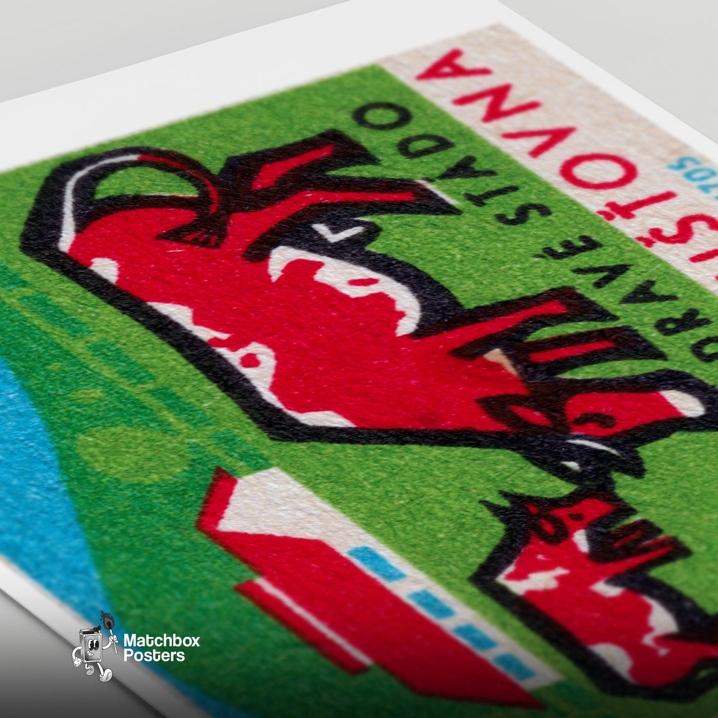 Red Cows - vintage matchbox label print - close-up detail