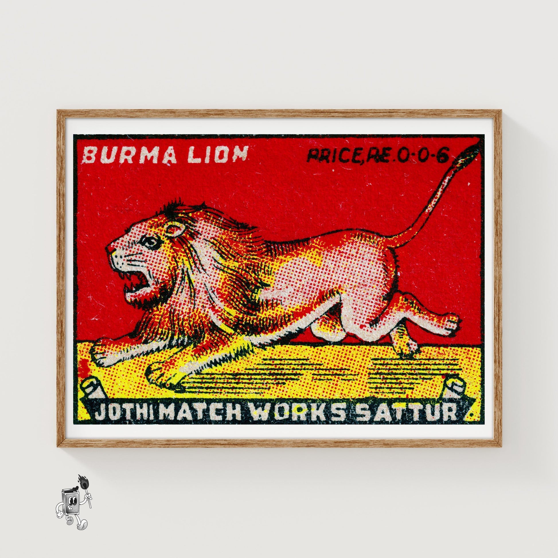 Roaring Lion - vintage matchbox label print