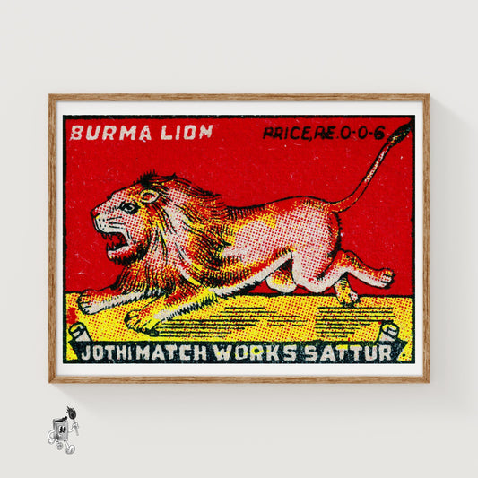 Roaring Lion - vintage matchbox label print