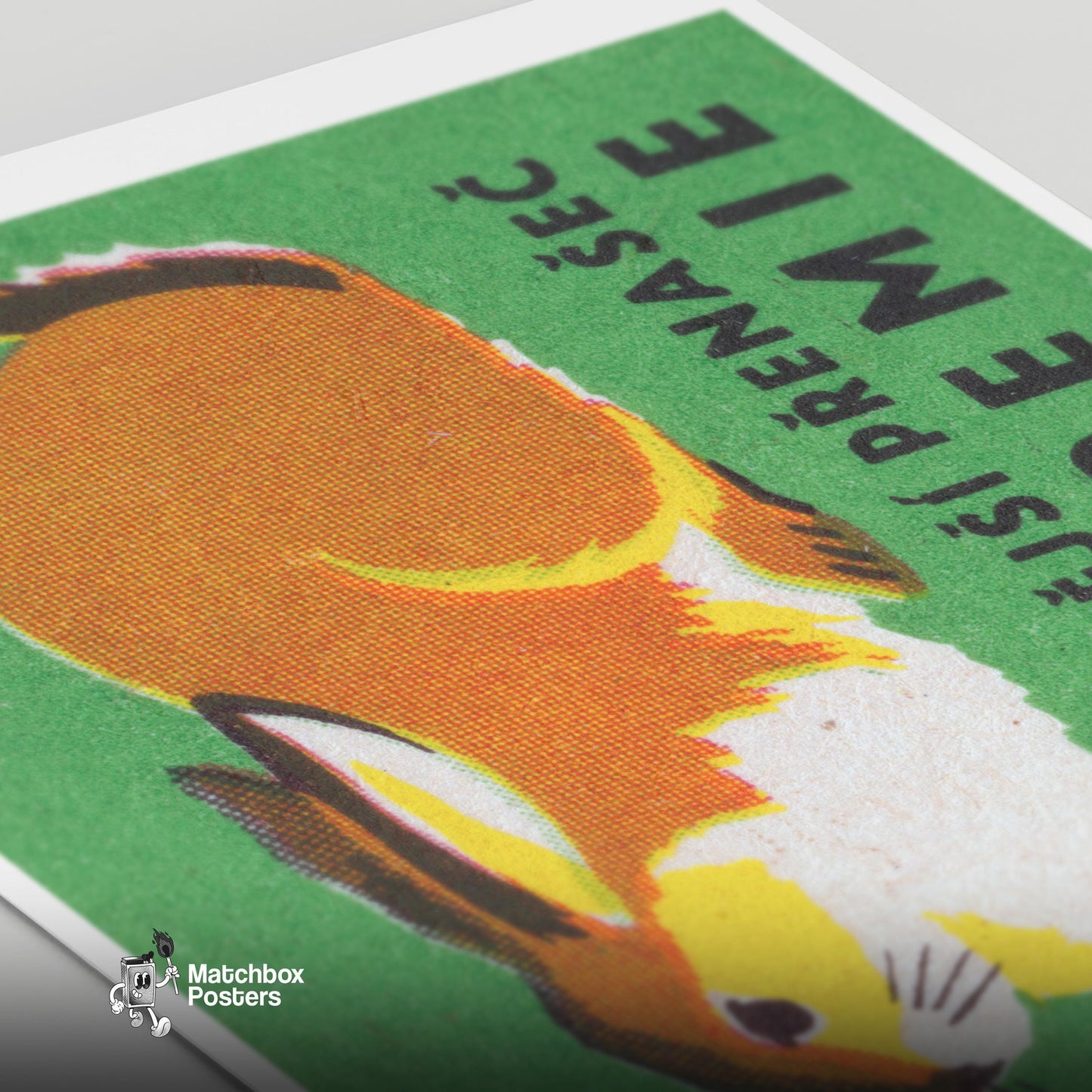 Rabbit - vintage matchbox label print - close-up detail