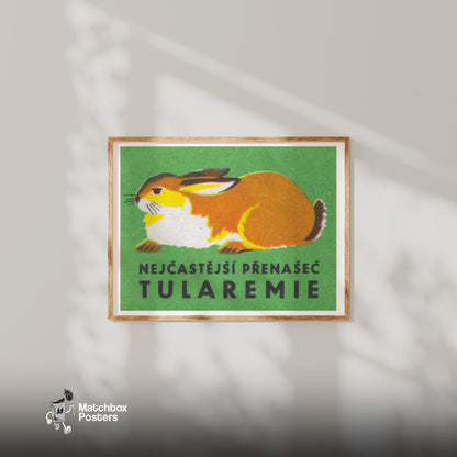 Rabbit - vintage matchbox label print - bedroom mockup