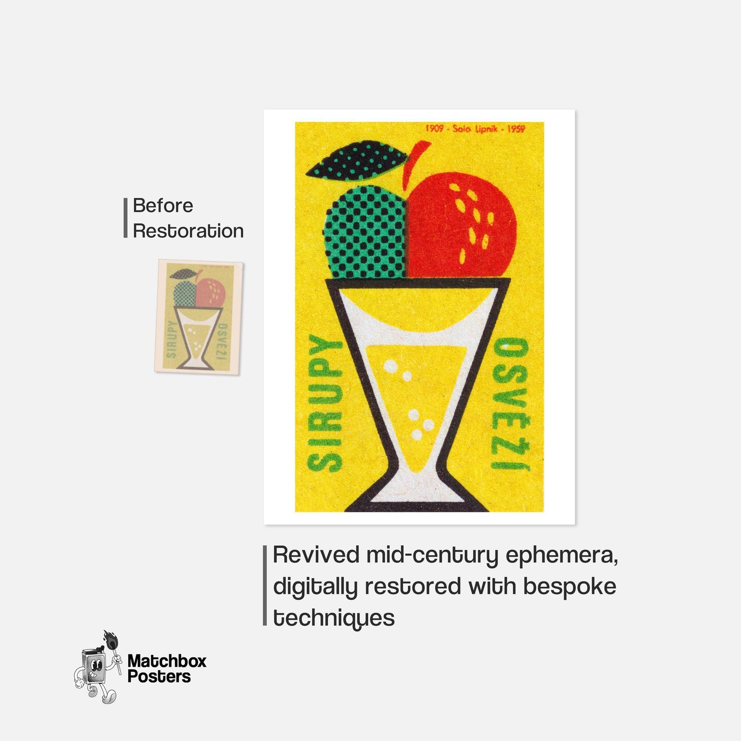 Fruit Cocktail - vintage matchbox label print - framed wall art preview