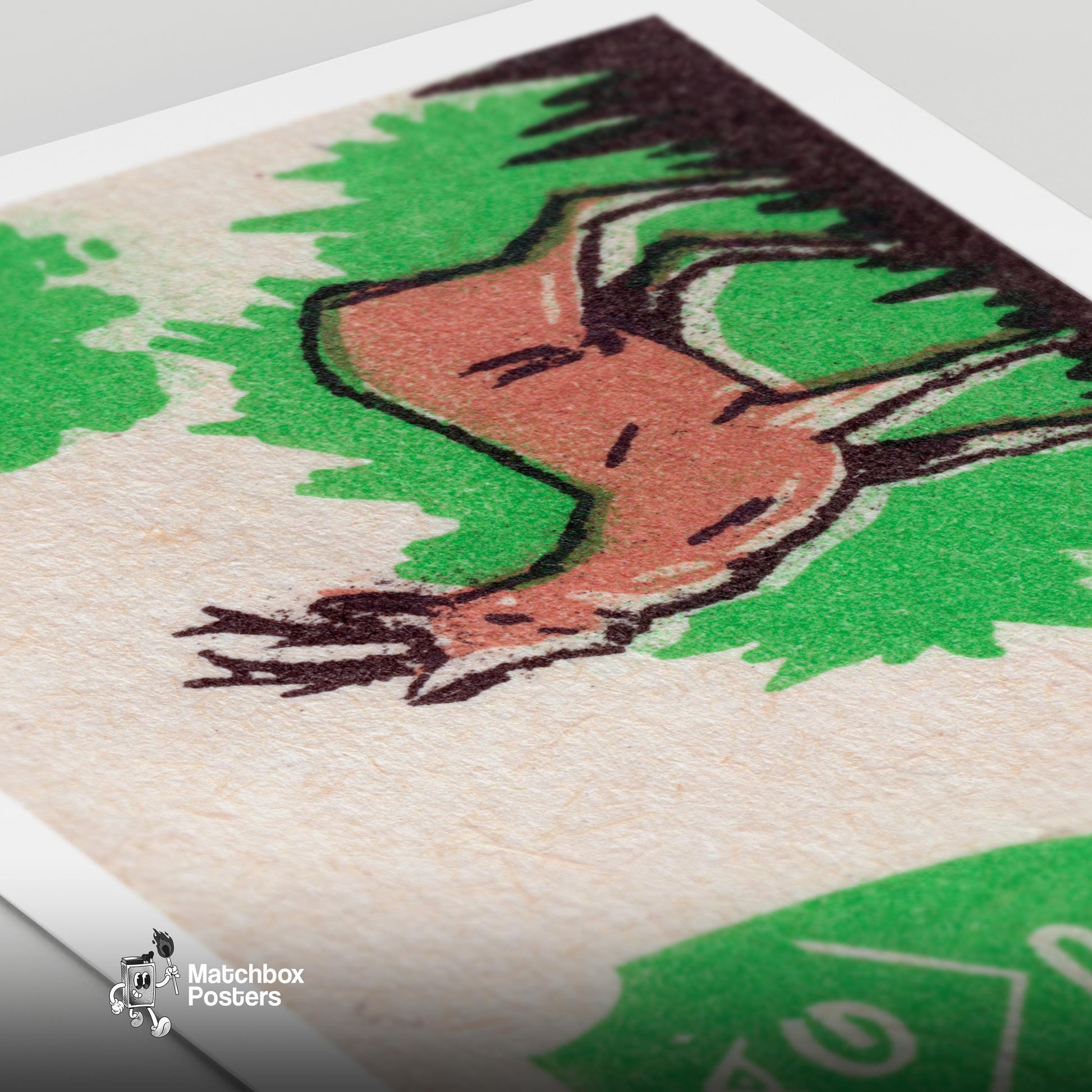 Protect the Deer - vintage matchbox label print - close-up detail
