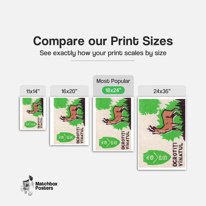 Protect the Deer - vintage matchbox label print - gallery wall preview