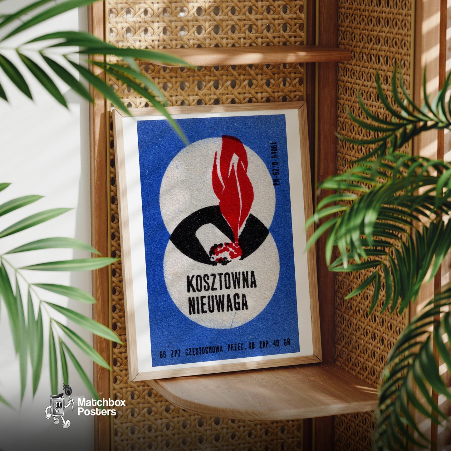 Burning Cigarette - vintage matchbox label print - office wall