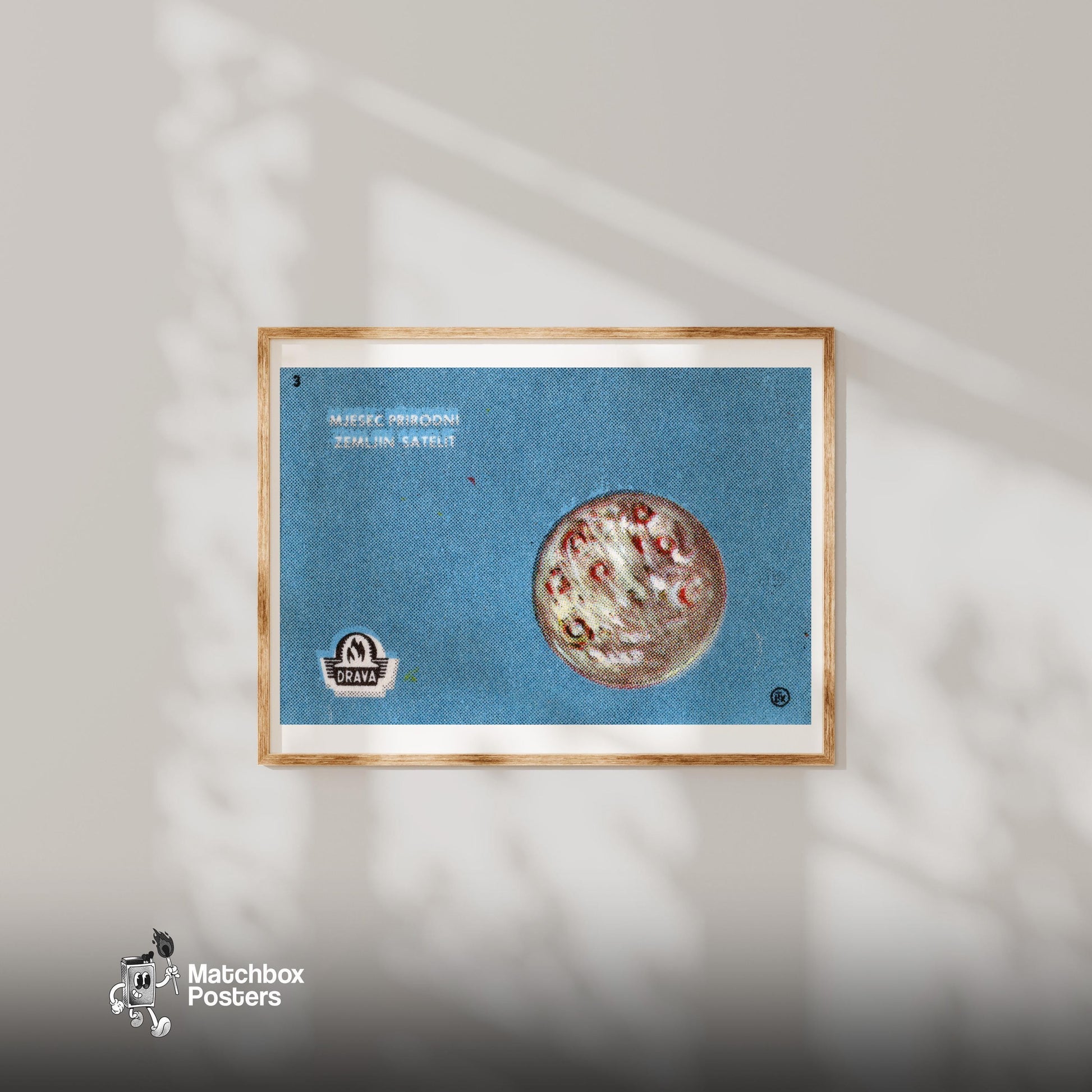 Moon - vintage matchbox label print - bedroom mockup