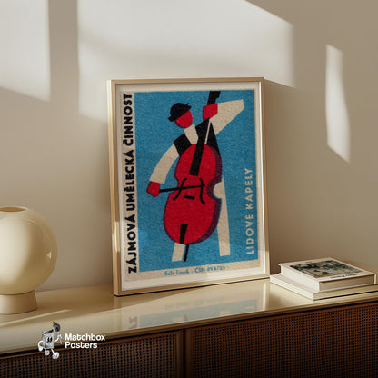 Stylized Image Of A Person Playing Polo - vintage matchbox label print - size comparison