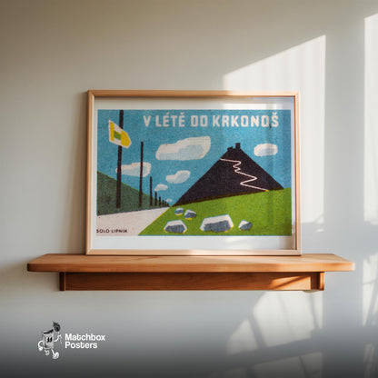Krkonoše Mountains - vintage matchbox label print - size comparison