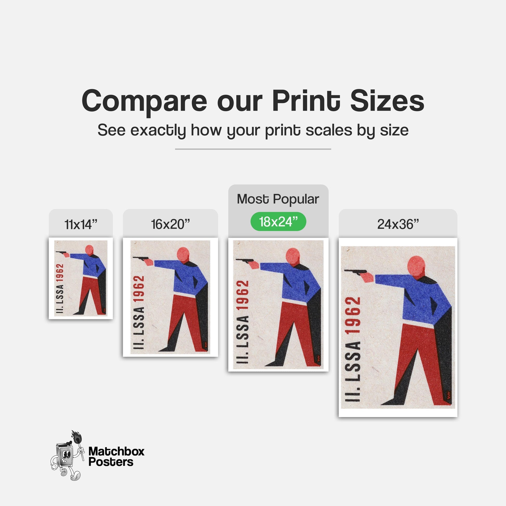 Stylized Figure Aiming A Gun - vintage matchbox label print - gallery wall preview