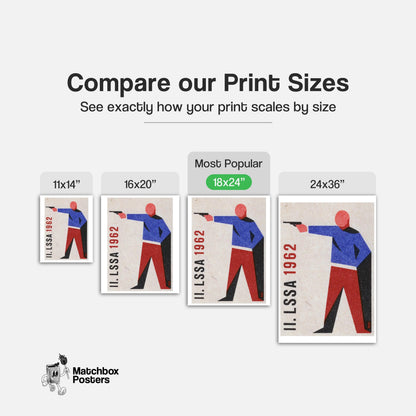 Stylized Figure Aiming A Gun - vintage matchbox label print - gallery wall preview
