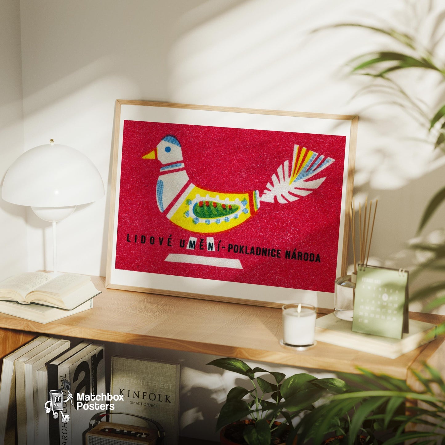 Folk Dove - vintage matchbox label print - office wall
