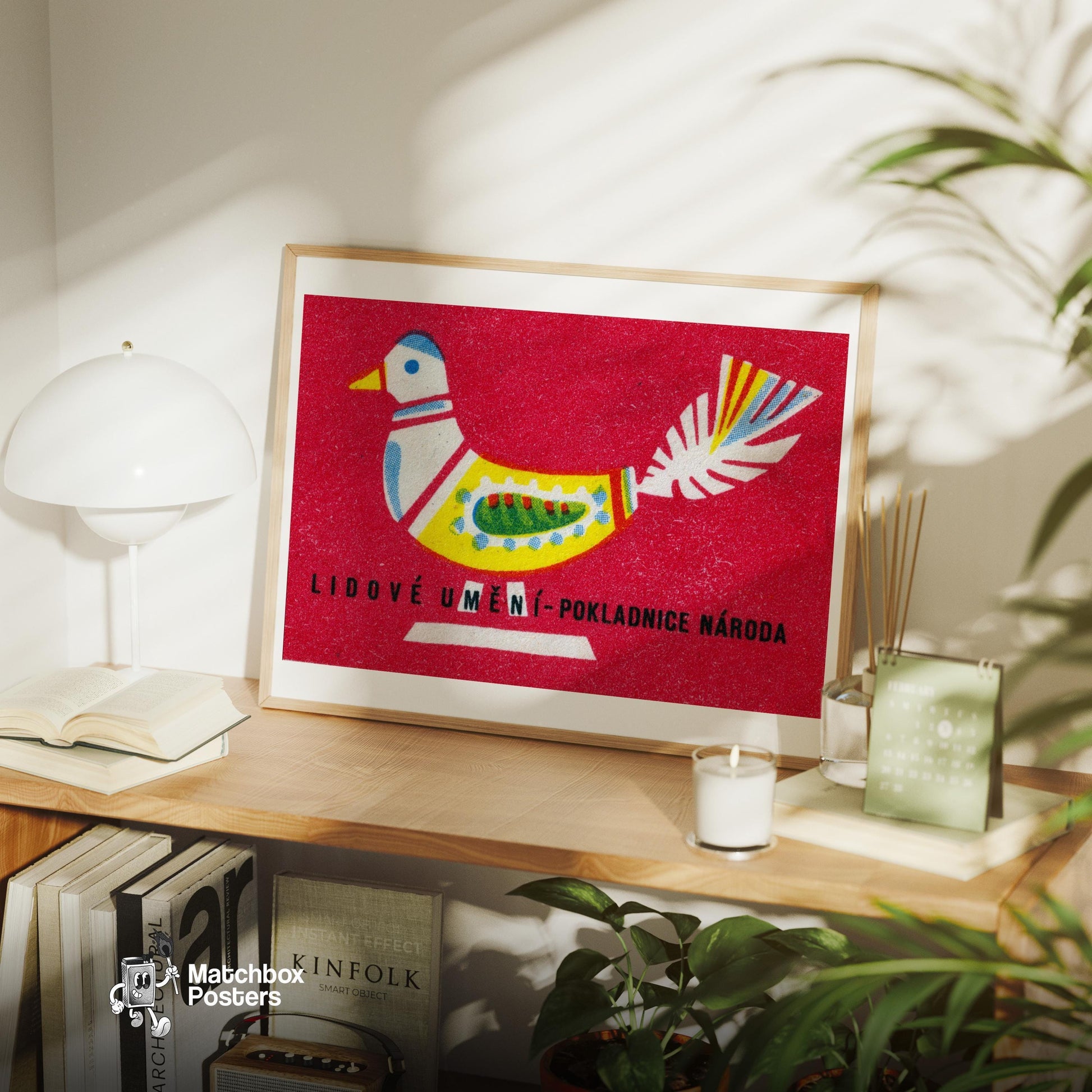 Folk Dove - vintage matchbox label print - office wall