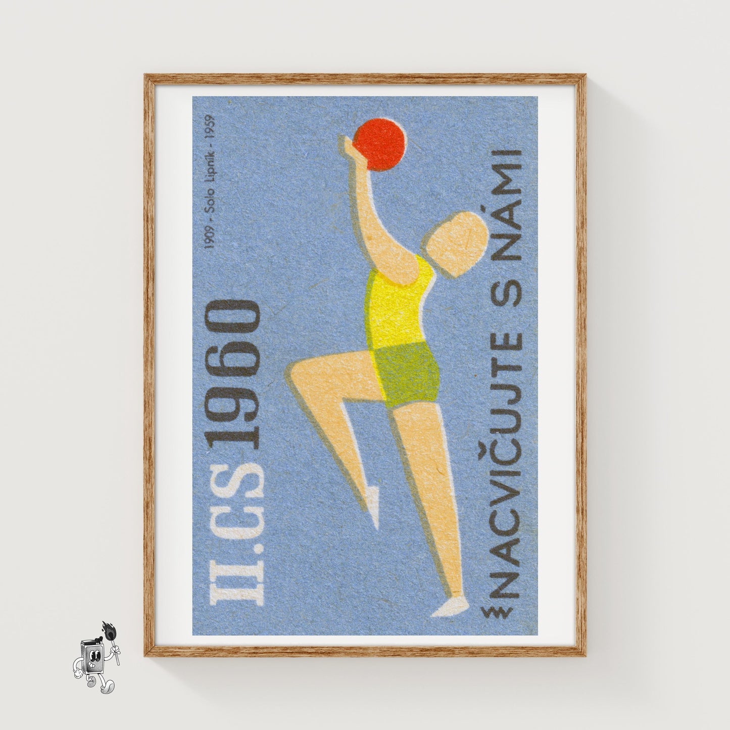 Volleyball Player - vintage matchbox label print