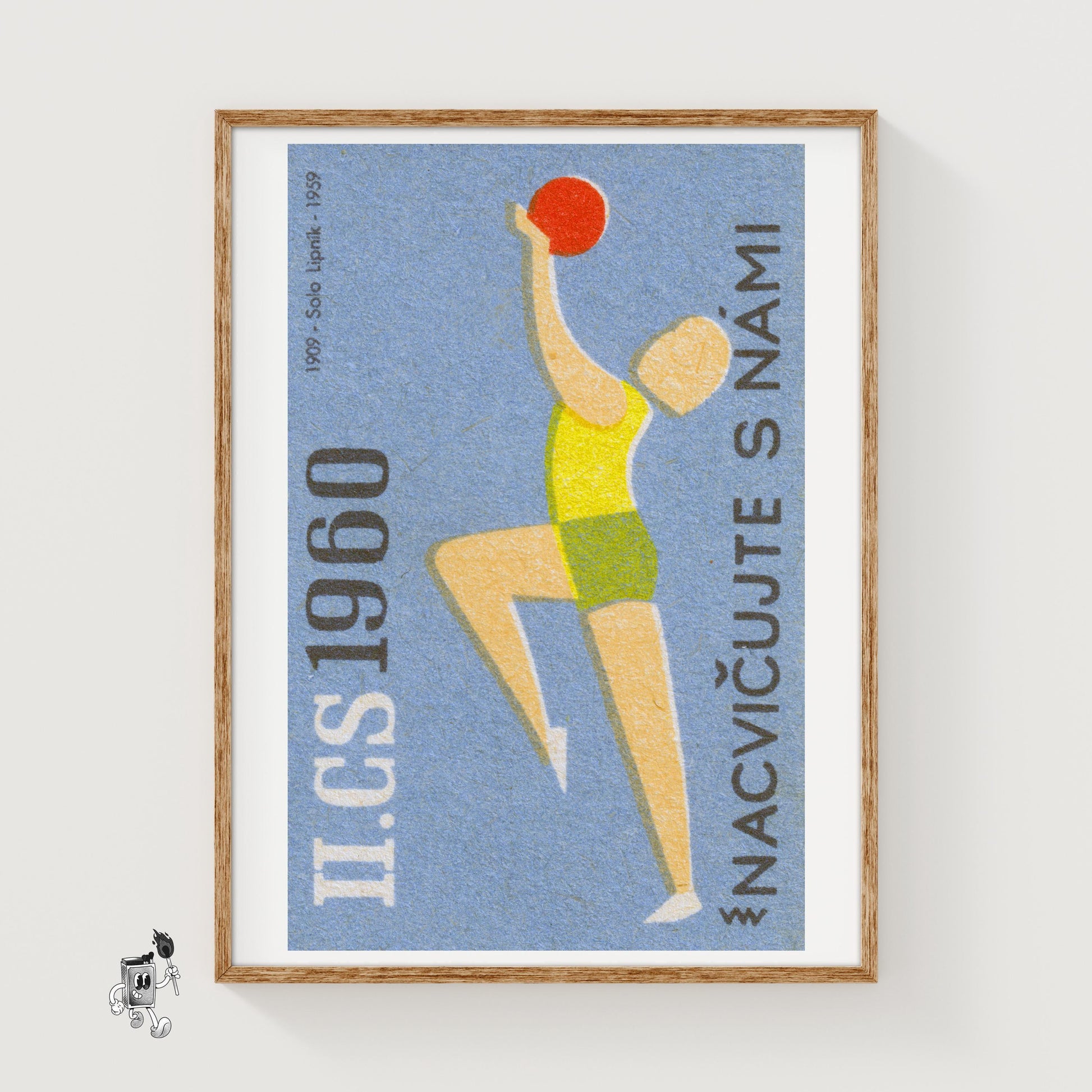 Volleyball Player - vintage matchbox label print