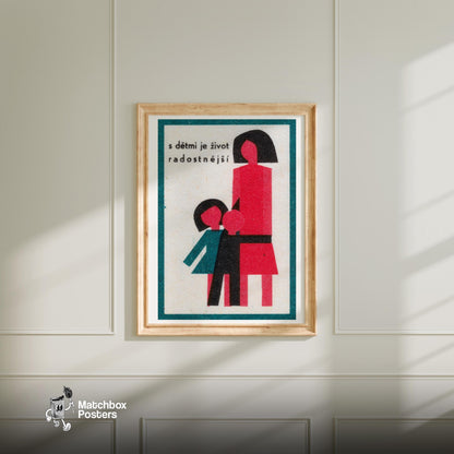 Family - vintage matchbox label print - bedroom mockup