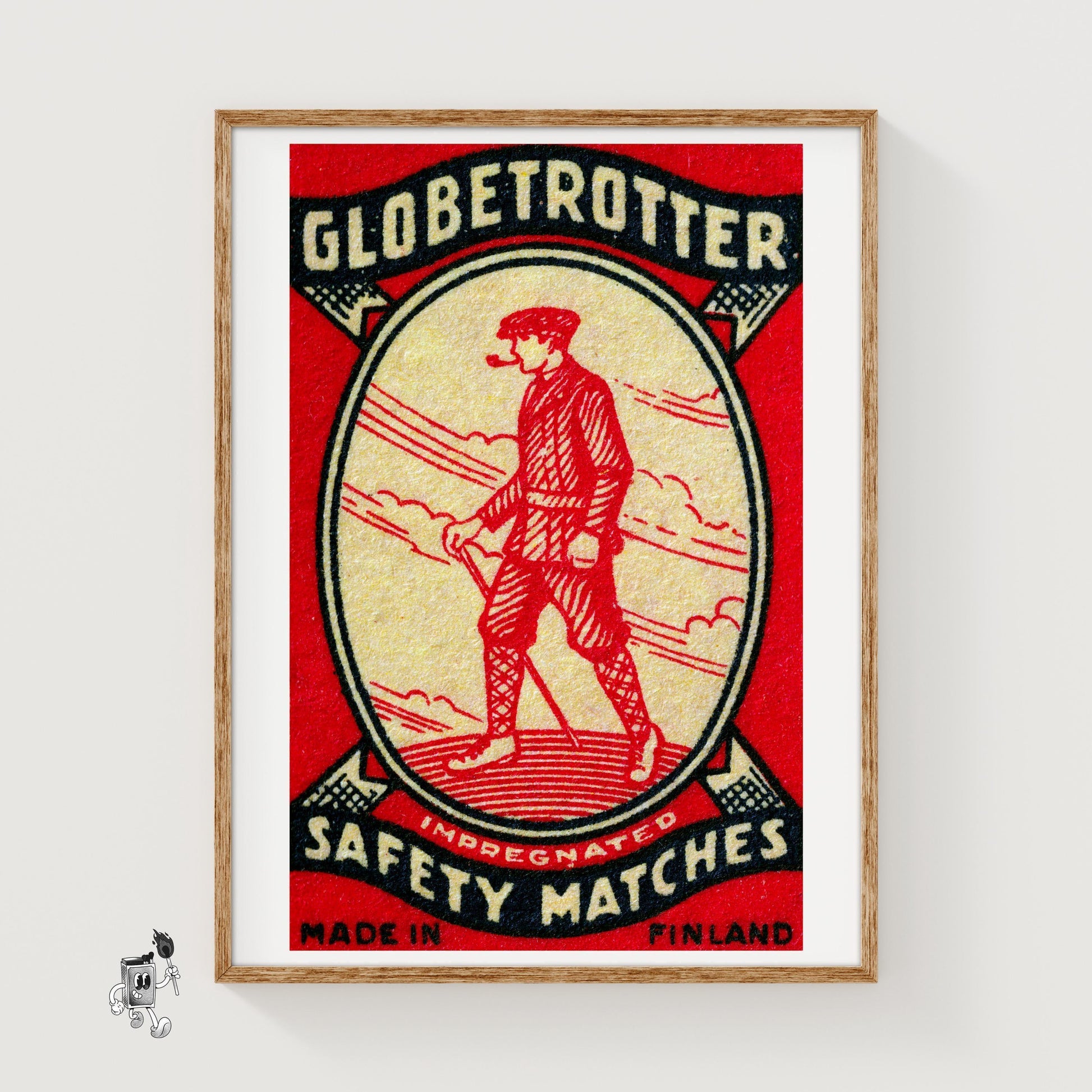 Man with Pipe - vintage matchbox label print