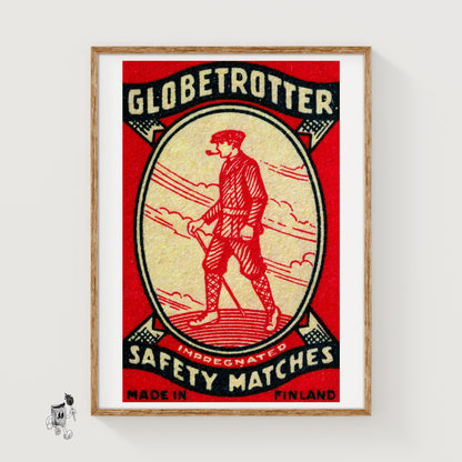 Man with Pipe - vintage matchbox label print