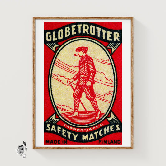 Man with Pipe - vintage matchbox label print