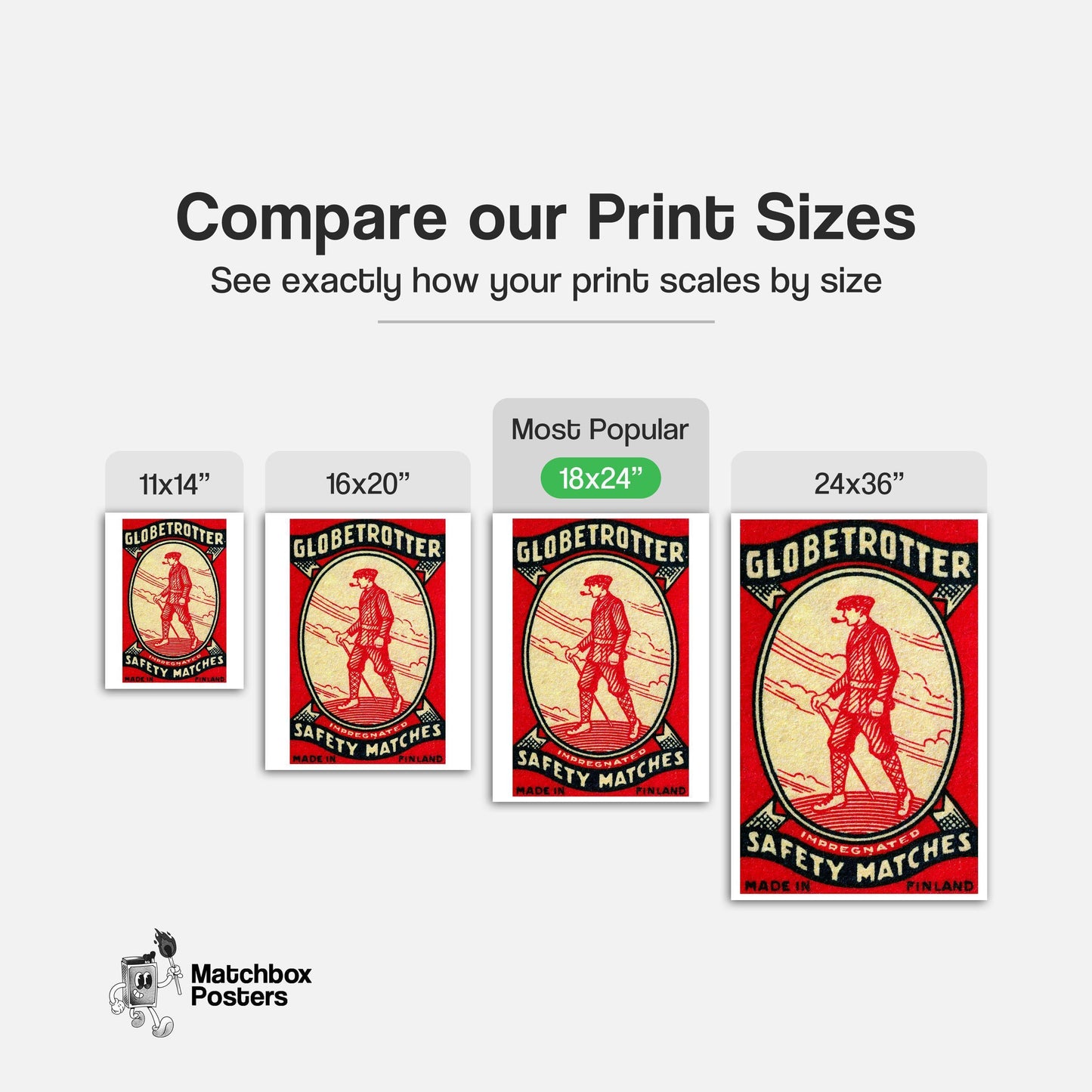 Man with Pipe - vintage matchbox label print - gallery wall preview
