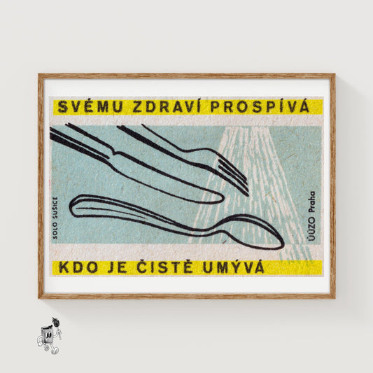 Illustration Of A Fork - vintage matchbox label print
