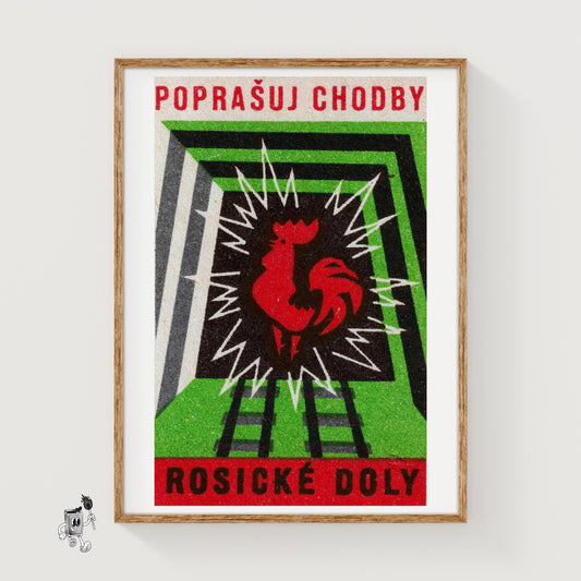 Red Rooster - vintage matchbox label print