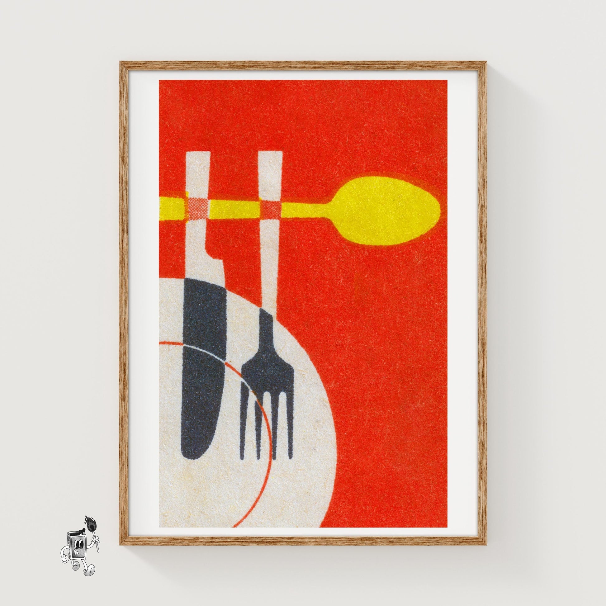 Matchbox Label Art: Vintage Kitchen Cutlery Print - vintage matchbox label print