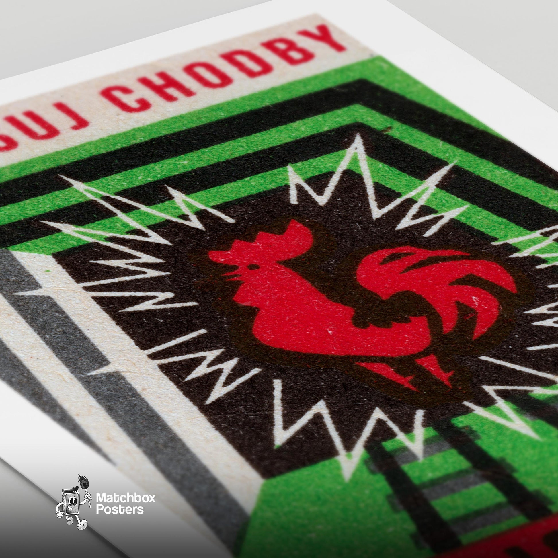Red Rooster - vintage matchbox label print - close-up detail