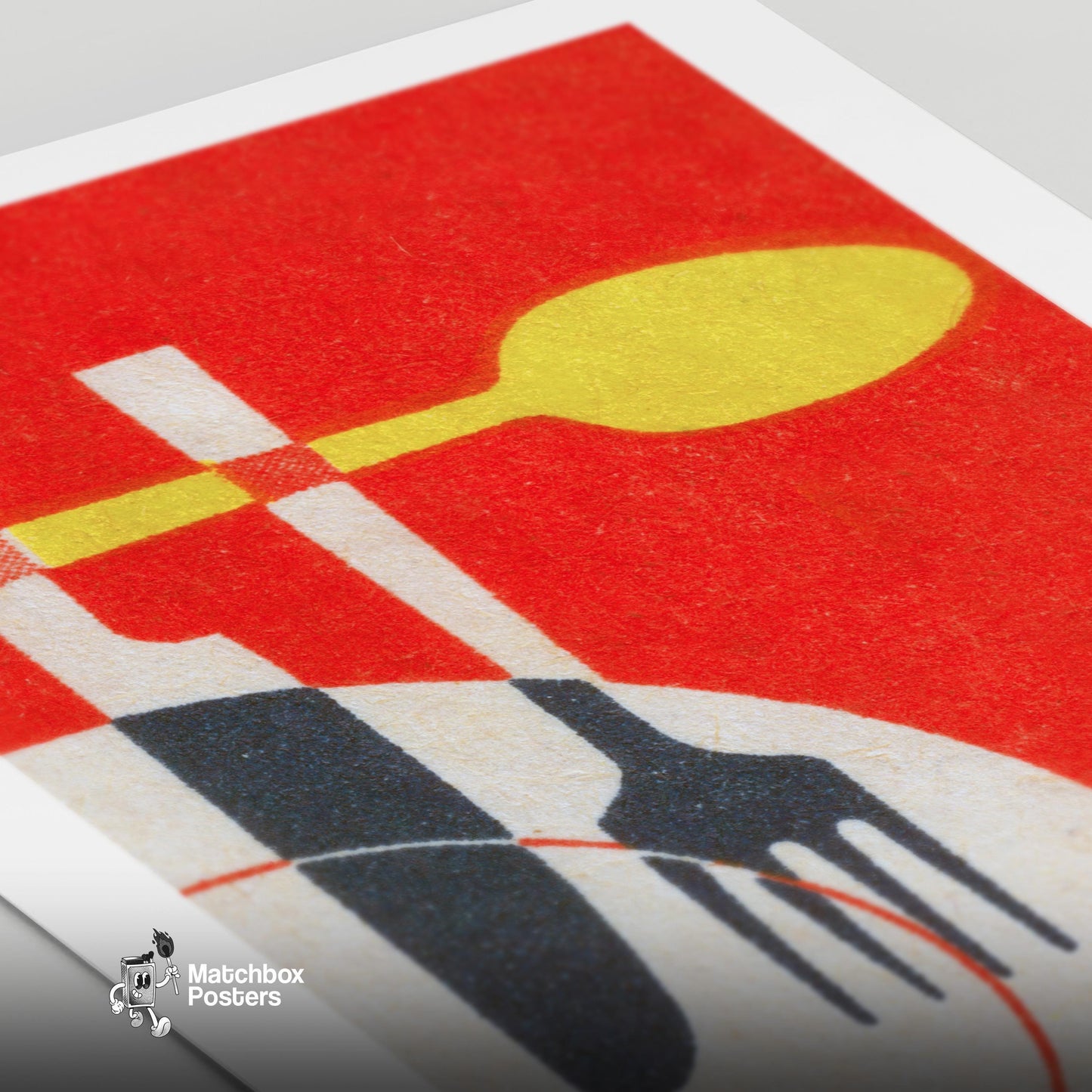 Matchbox Label Art: Vintage Kitchen Cutlery Print - vintage matchbox label print - close-up detail
