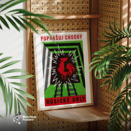Red Rooster - vintage matchbox label print - office wall