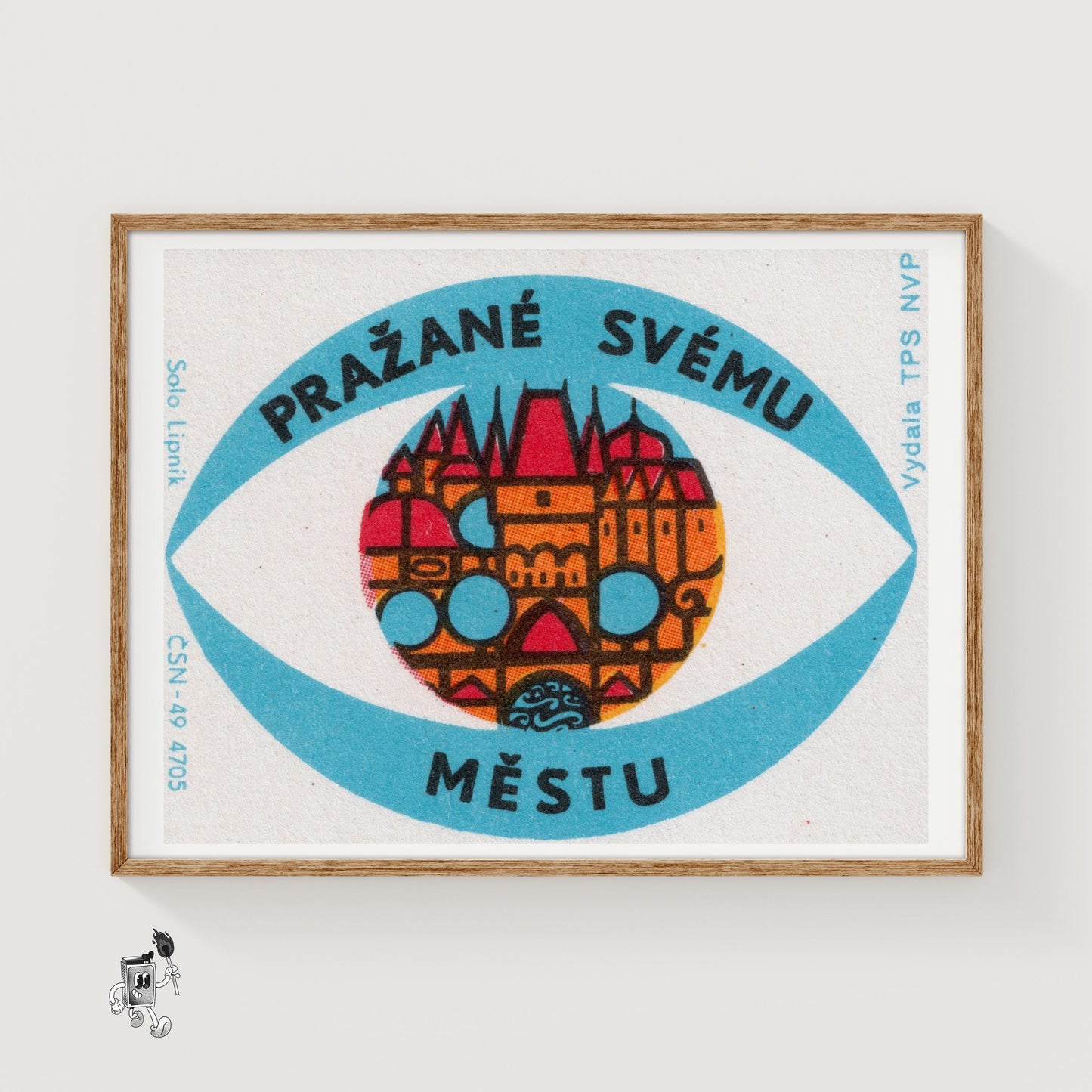 Prague City - vintage matchbox label print