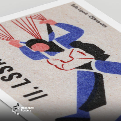 Parachutist - vintage matchbox label print - close-up detail