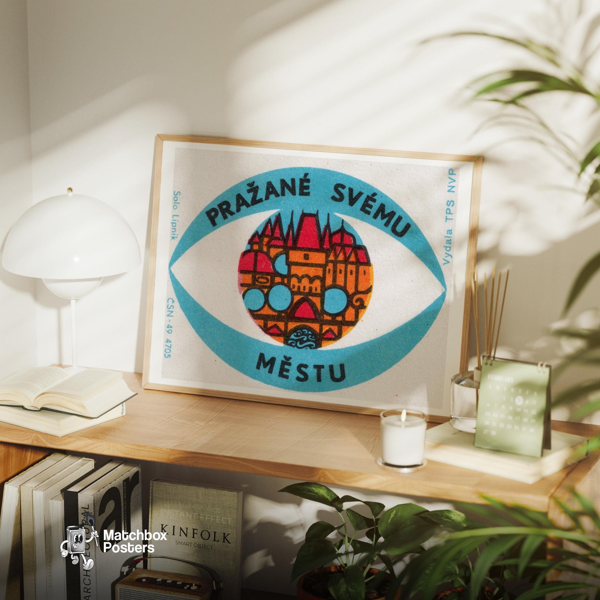 Prague City - vintage matchbox label print - office wall