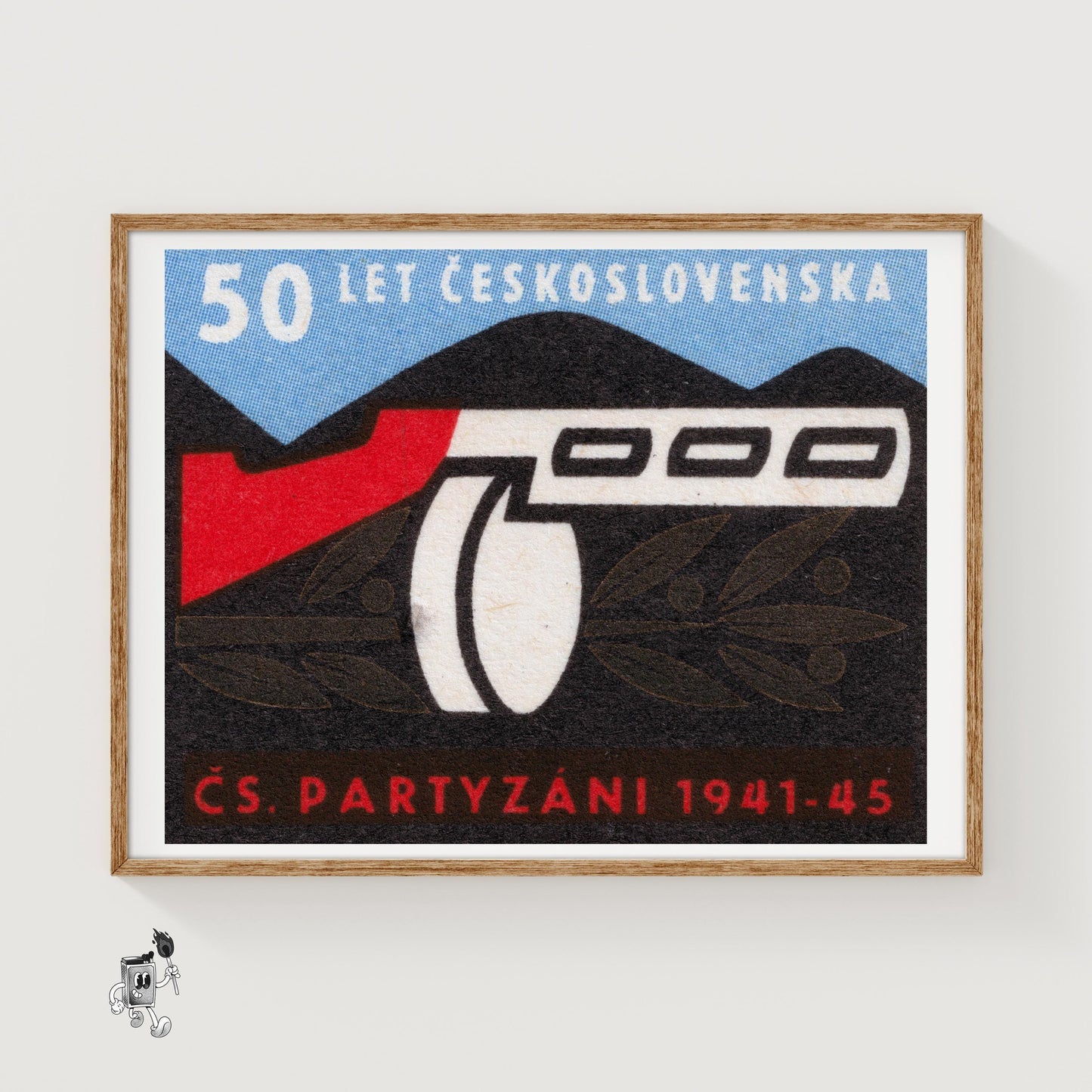 Stylized Rifle - vintage matchbox label print