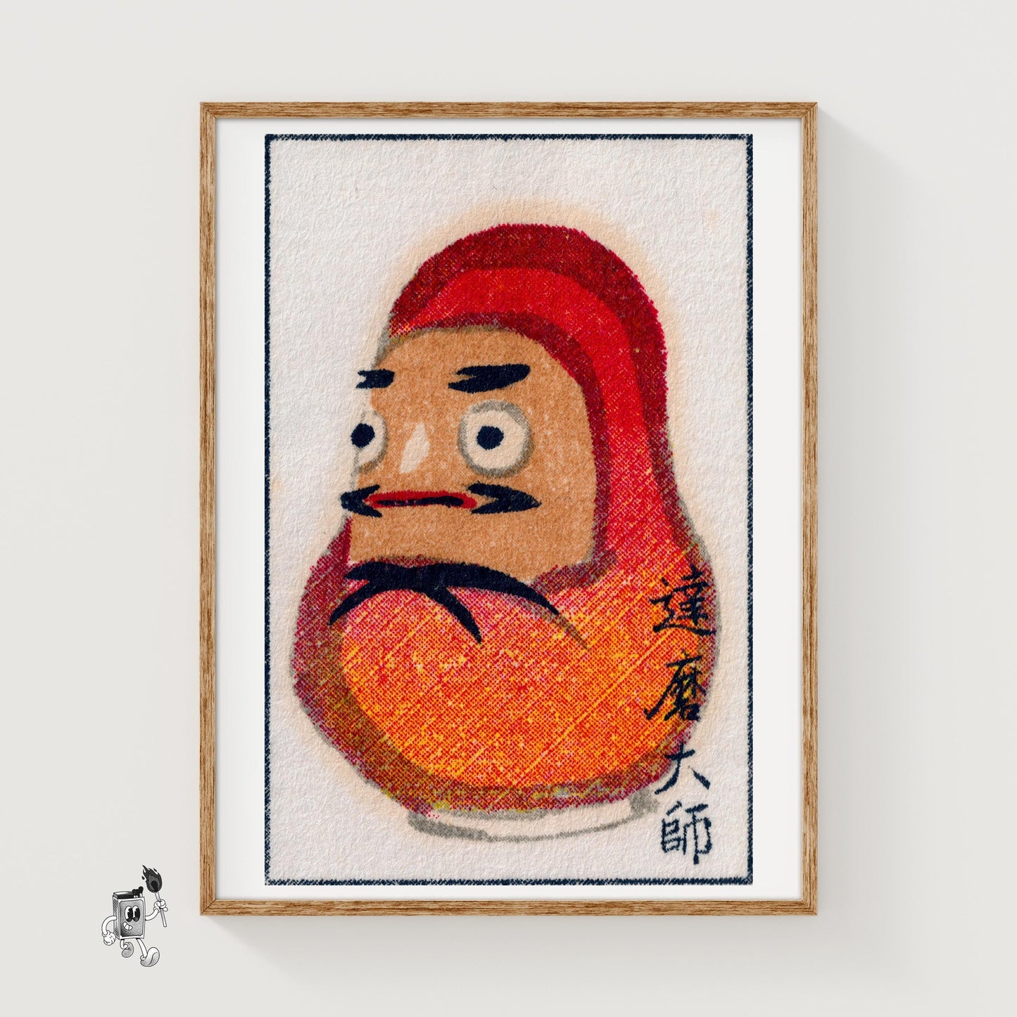 Cozy Japanese Man in Rug - vintage matchbox label print