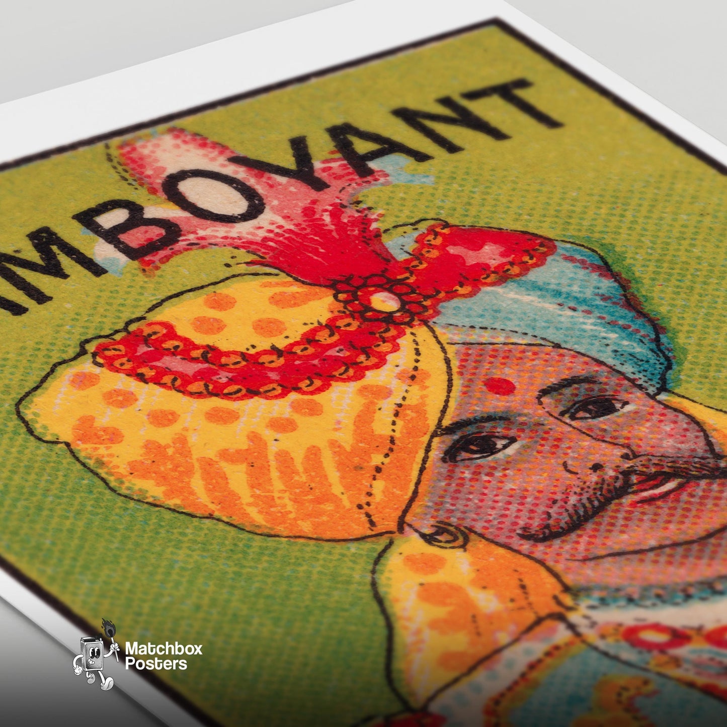 Man in Turban - vintage matchbox label print - close-up detail